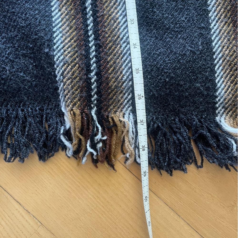 Gamboa Alpaca Wool Hooded Poncho Charcoal Striped Serape Cape, One Size - Picture 8 of 8